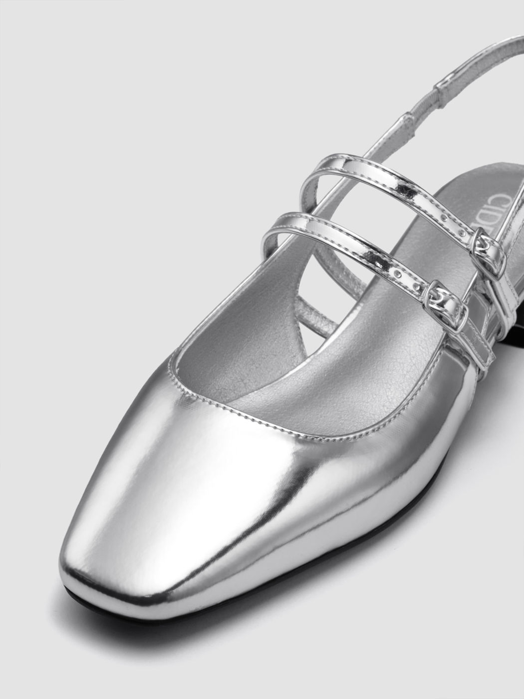 Metallic Square Toe Mary Jane Schuhe