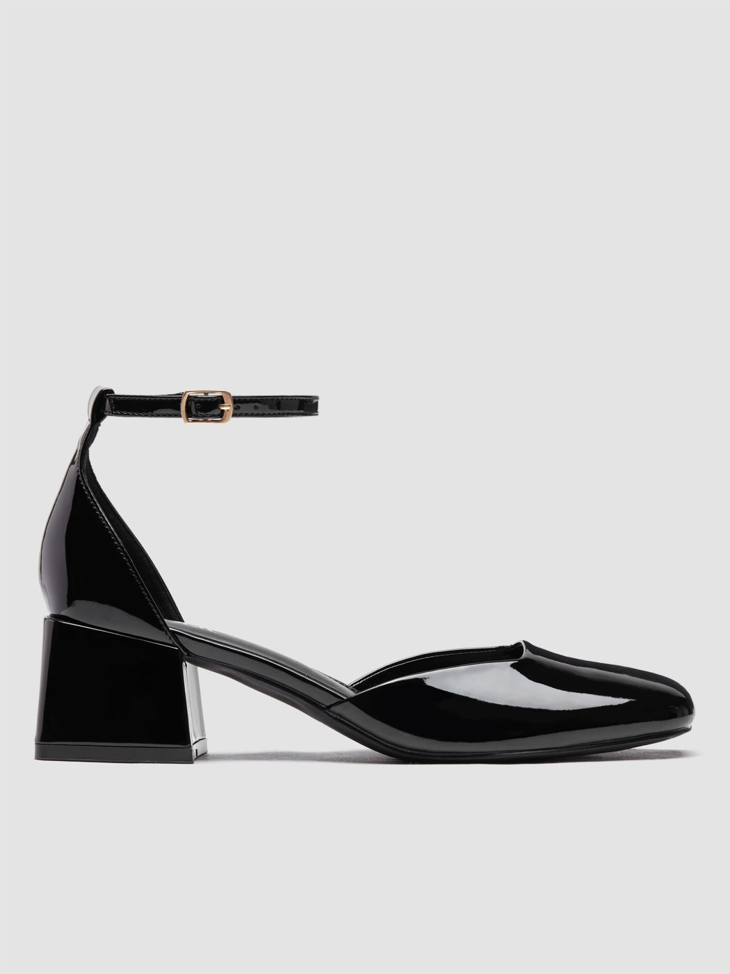FAUX PATENT LEATHER MARY JANE PUMPS