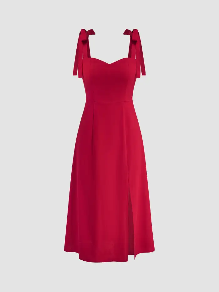 Square Neck Ruched Sleeveless Midi Dress