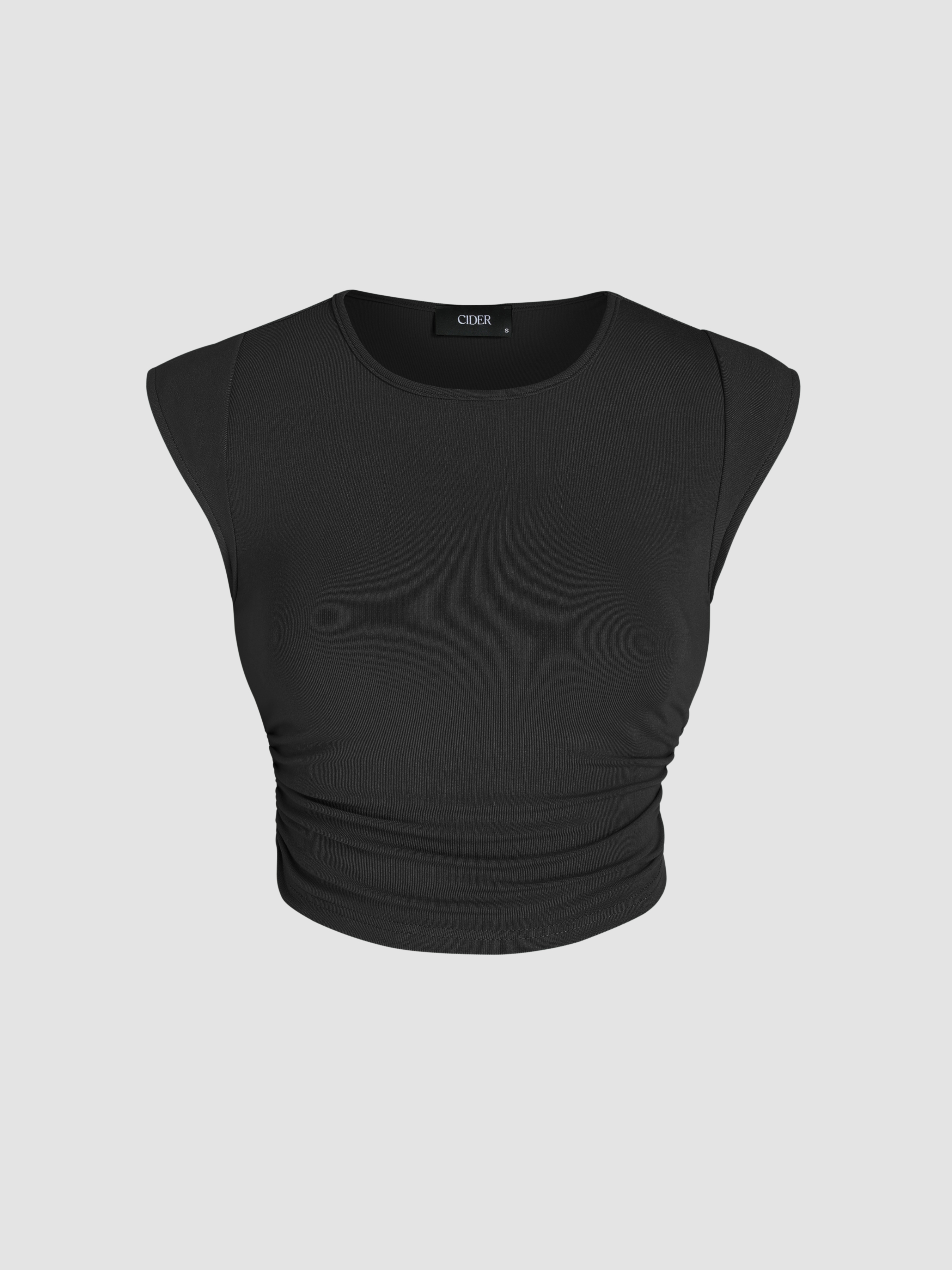 Ruched Knit Crop Top For Daily Casual
