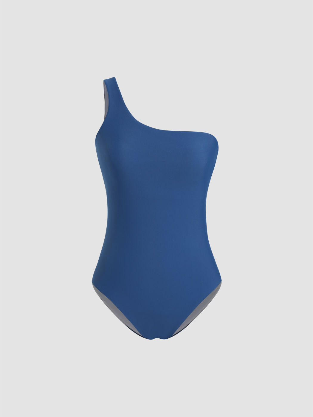 Shaping Asymmetrical Neck Solid One Piece Swimsuit