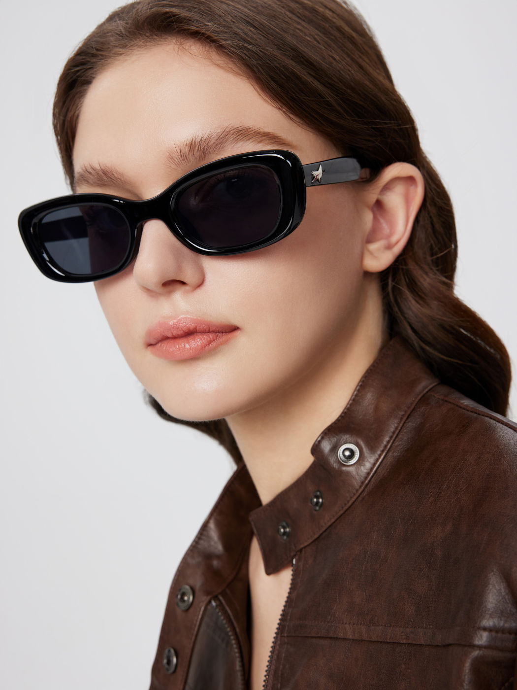 Sternverzierte rechteckige Modebrille