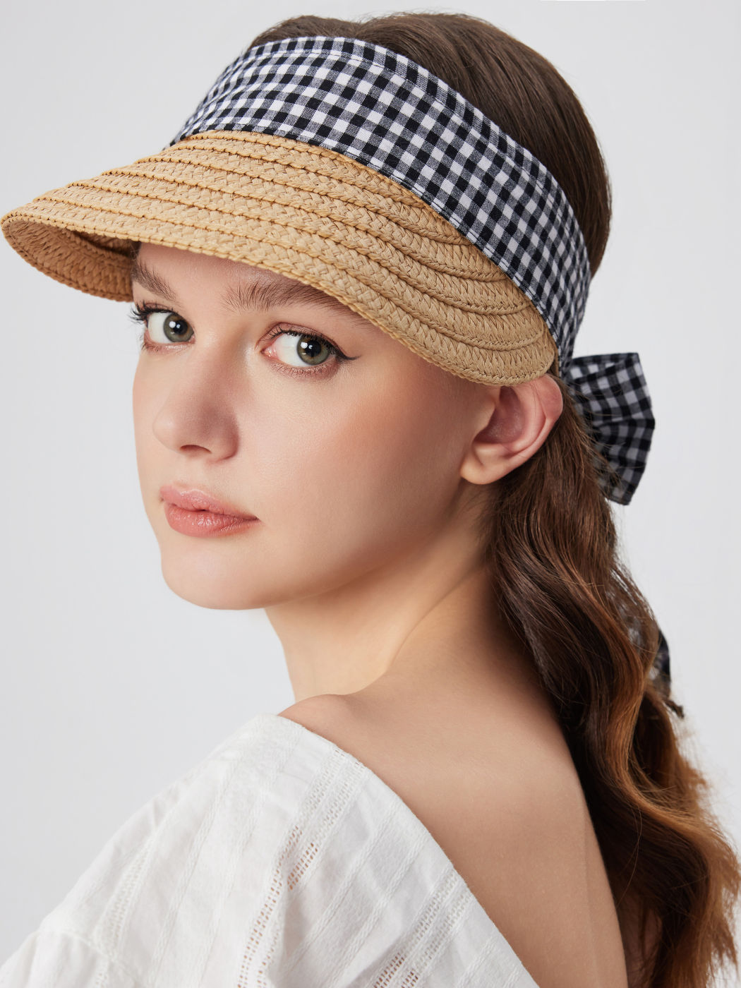 BOWKNOT GINGHAM STRAW HAT