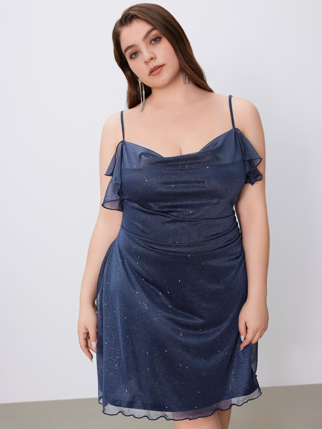 Sequin Square Neck Ruched Mini Dress Curve & Plus