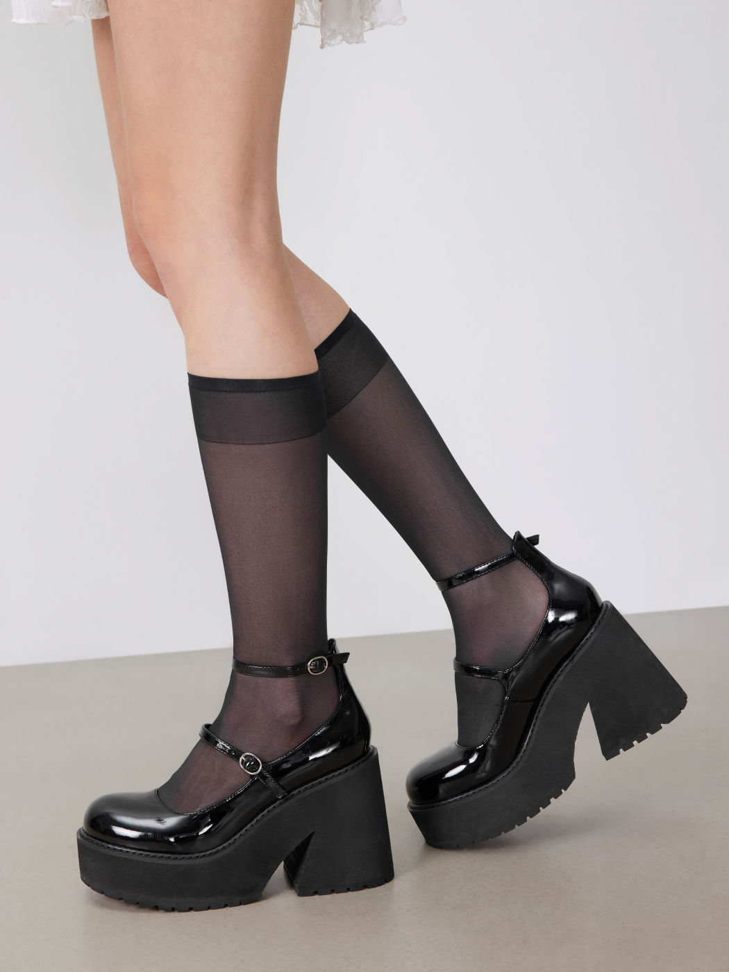 Chunky Heeled Doppelriemen Mary Jane Schuhe