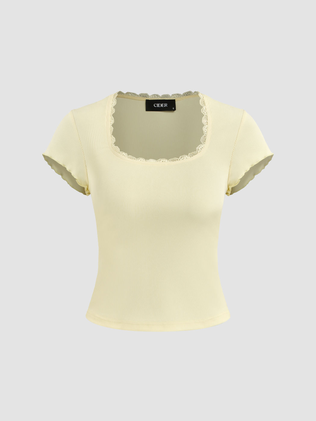 Lace Scoop Neck Short Sleeve Top
