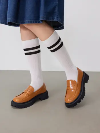 Solid Faux Patent Leather Loafers