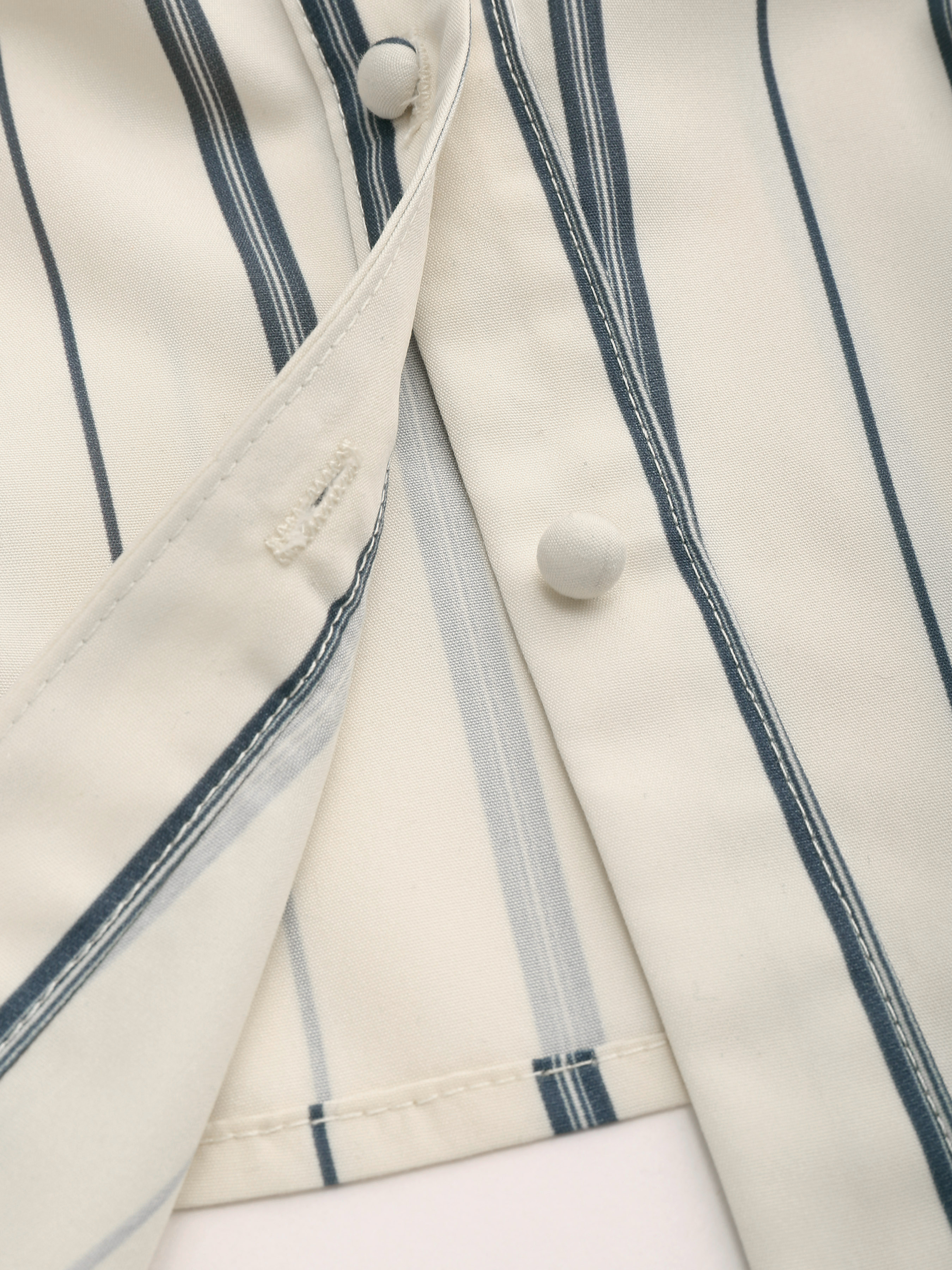 【SATIIIZ】May Pigment Stripe Collar Tee Woven Woven Collar Striped Solid Short Sleeve Shirt For Work
