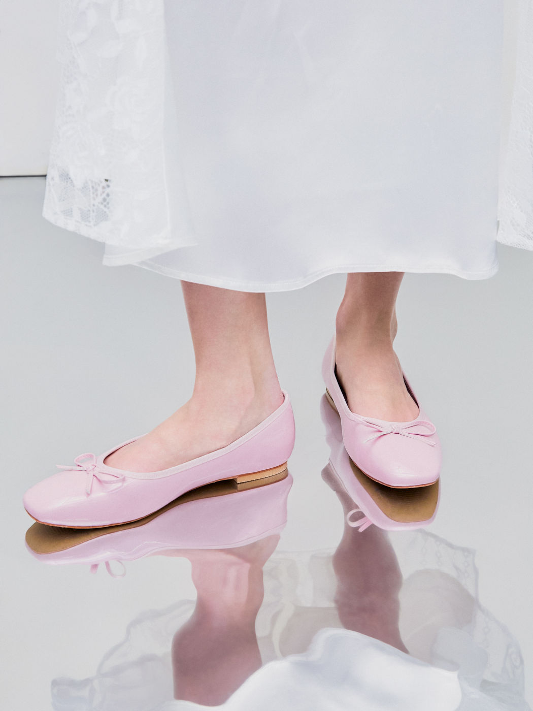Ballet Mary Jane Flats mit Schleifendekor und quadratischem Absatz