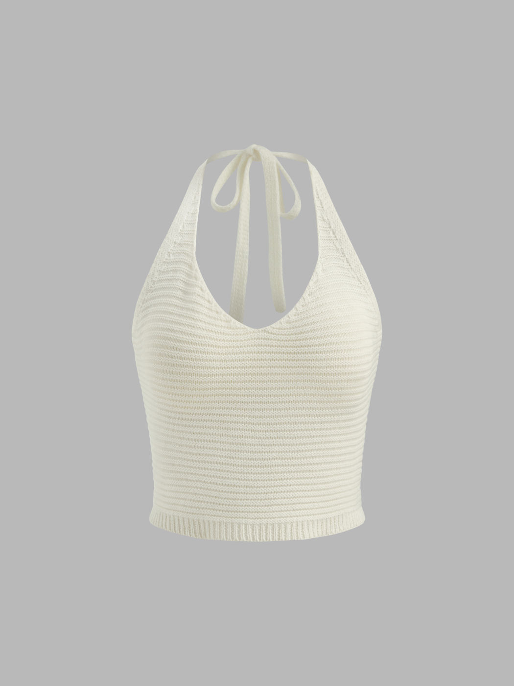  Gestricktes Halter Crop Top & Langärmliger Shrug