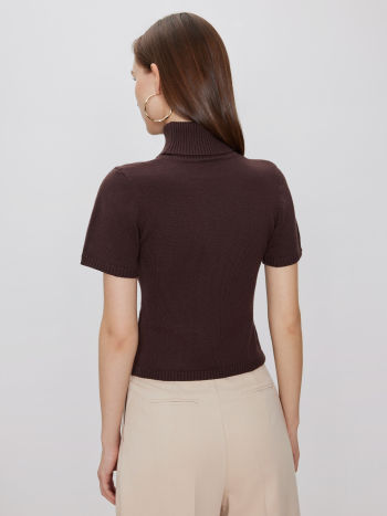 Knit Fabric Solid Turtleneck Knit Top For School Daily Casual Coffee ...