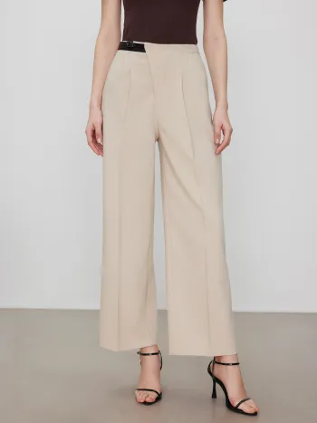 Mid Rise Belted Straight Leg Trousers