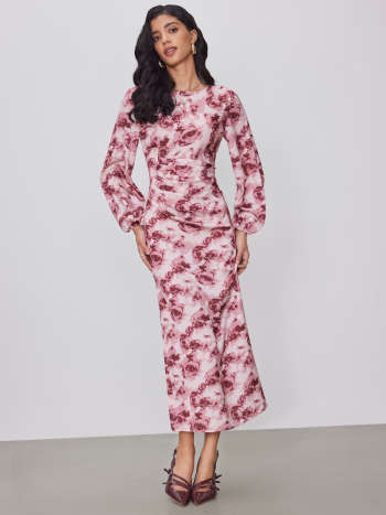 Floral Ruched Maxi Dress