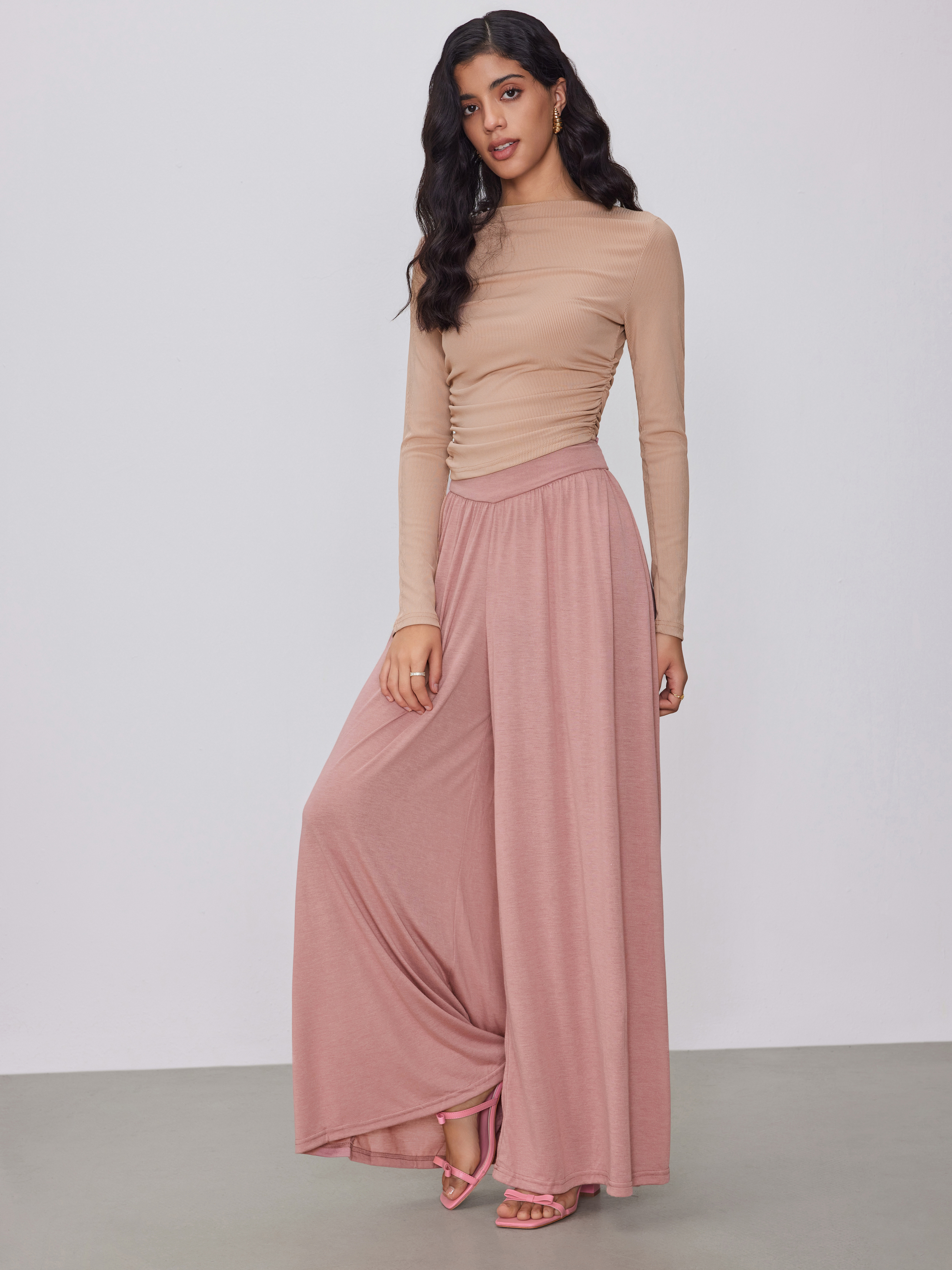 Jersey Extreme Wide Leg Pull-On Pant For School Daily Casual
