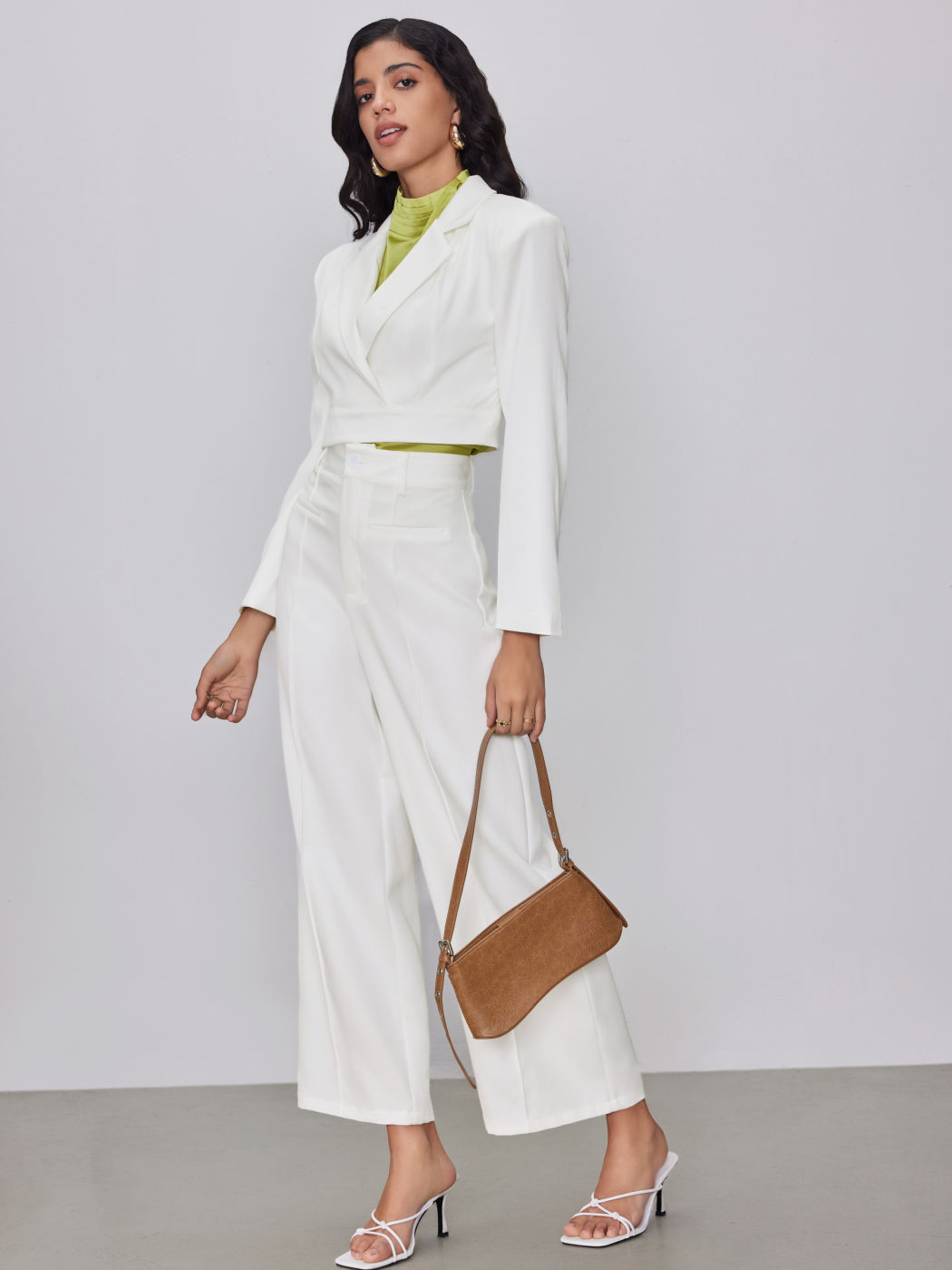 Solid Notched Collar Crop Blazer