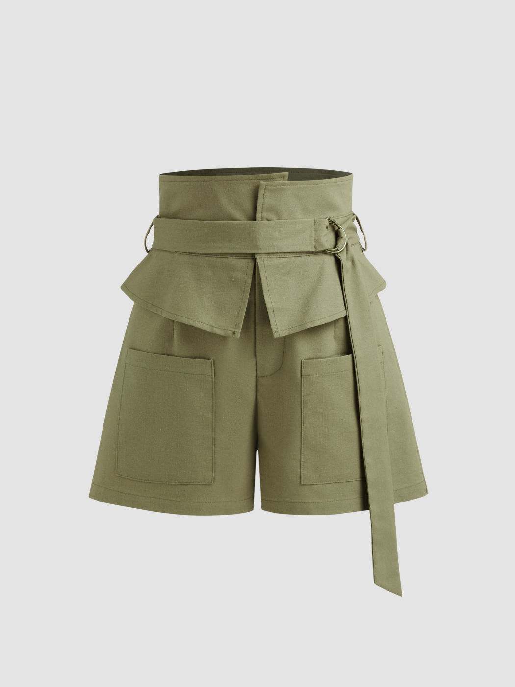 Pantaloncini solidi con bordo a balze con cintura