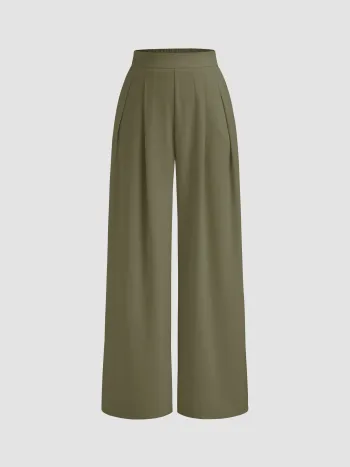 Houndstooth High Waist Belted Wide Leg Trousers