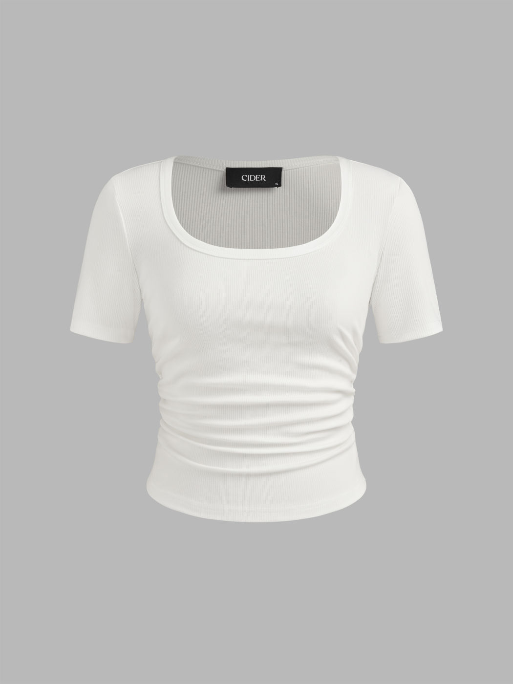 Square Neck Ruched Short Sleeve Tee