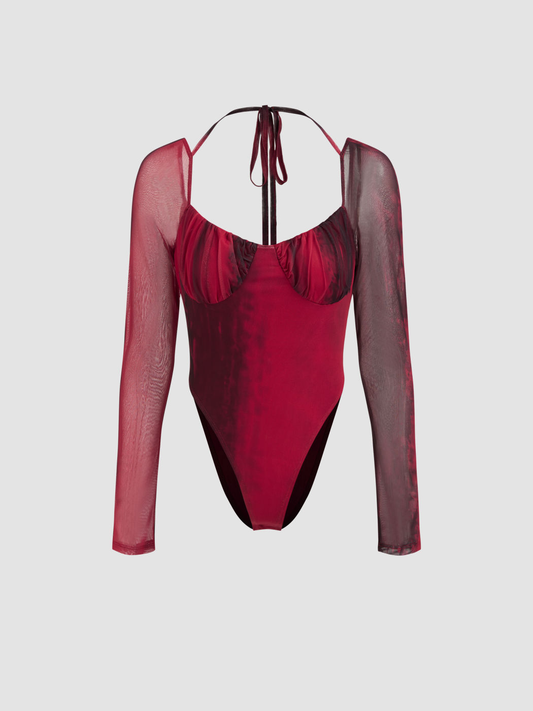 Mesh Sweetheart Abstract Bodysuit