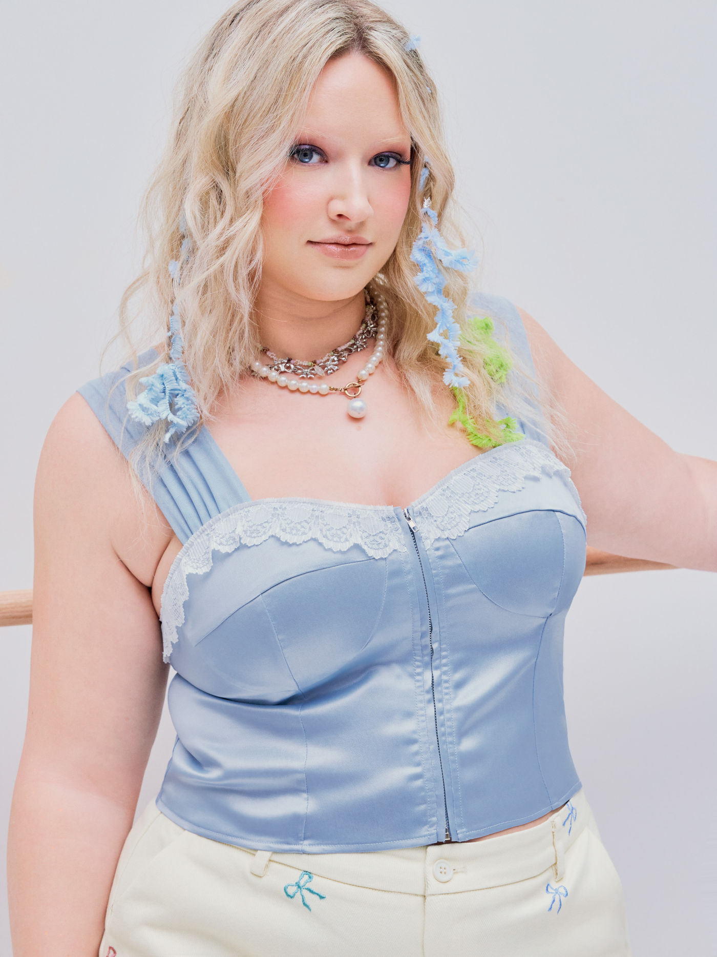 Scollo quadrato orlo in pizzo Corsetto Crop Top Curve & Plus