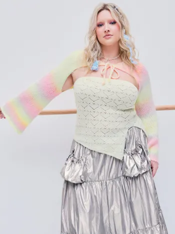  Rundhals Gestreiftes Strickoberteil Kurve & Plus