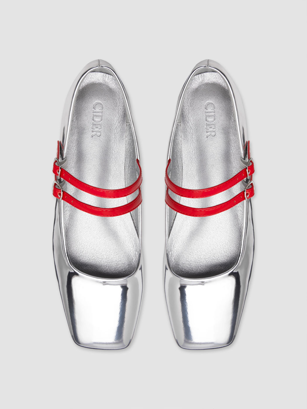  Zweifarbige Mary Jane Schuhe mit quadratischer Spitze
