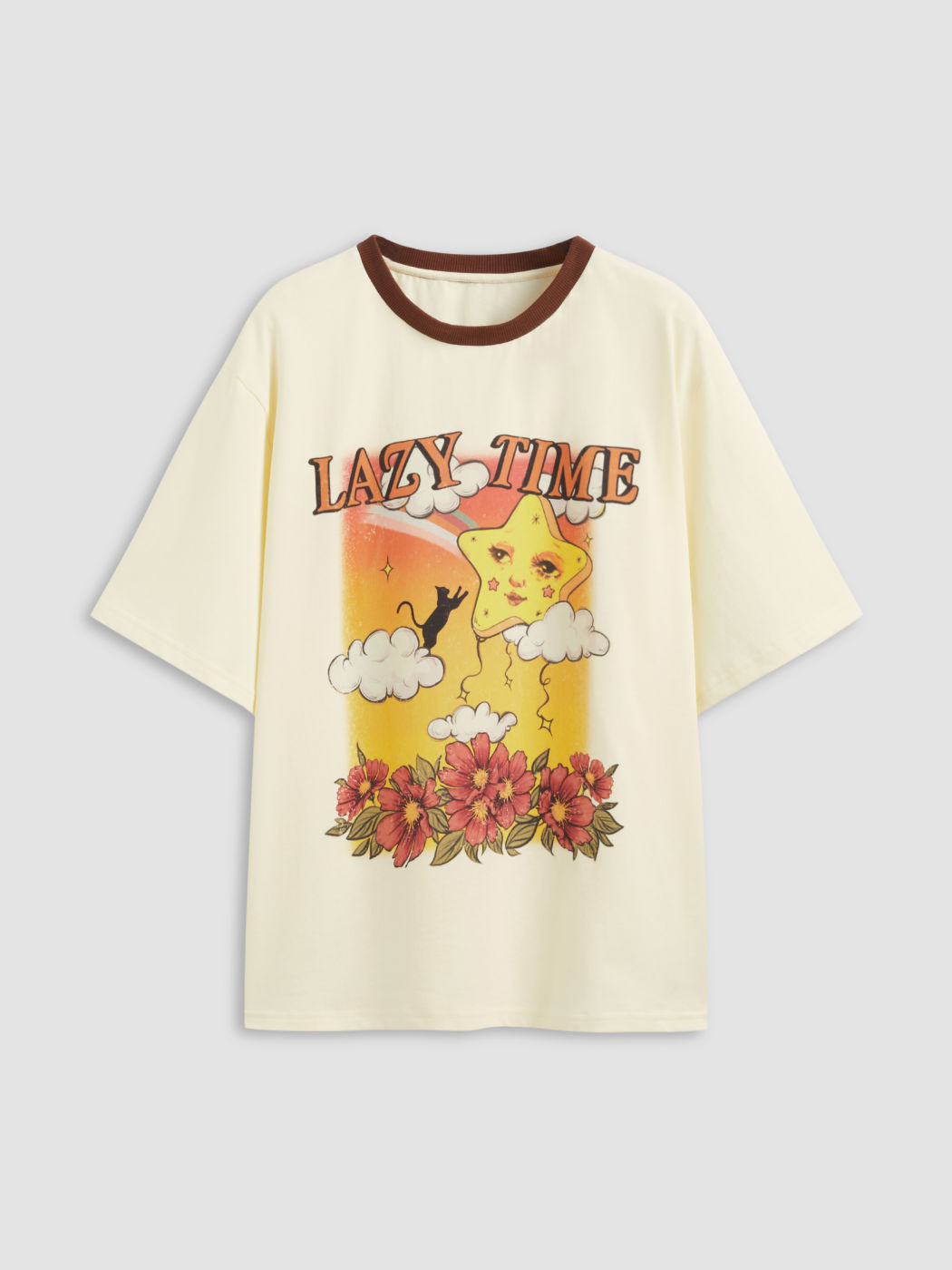 Lazy Time Graphic Round Neck Tee