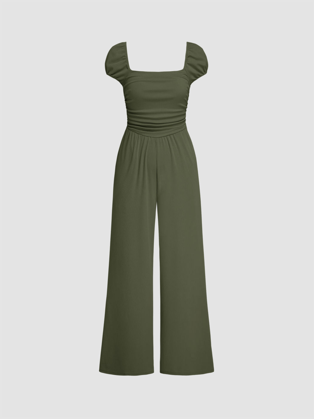 Jersey Square Neck Ruched Pocket Jumpsuit