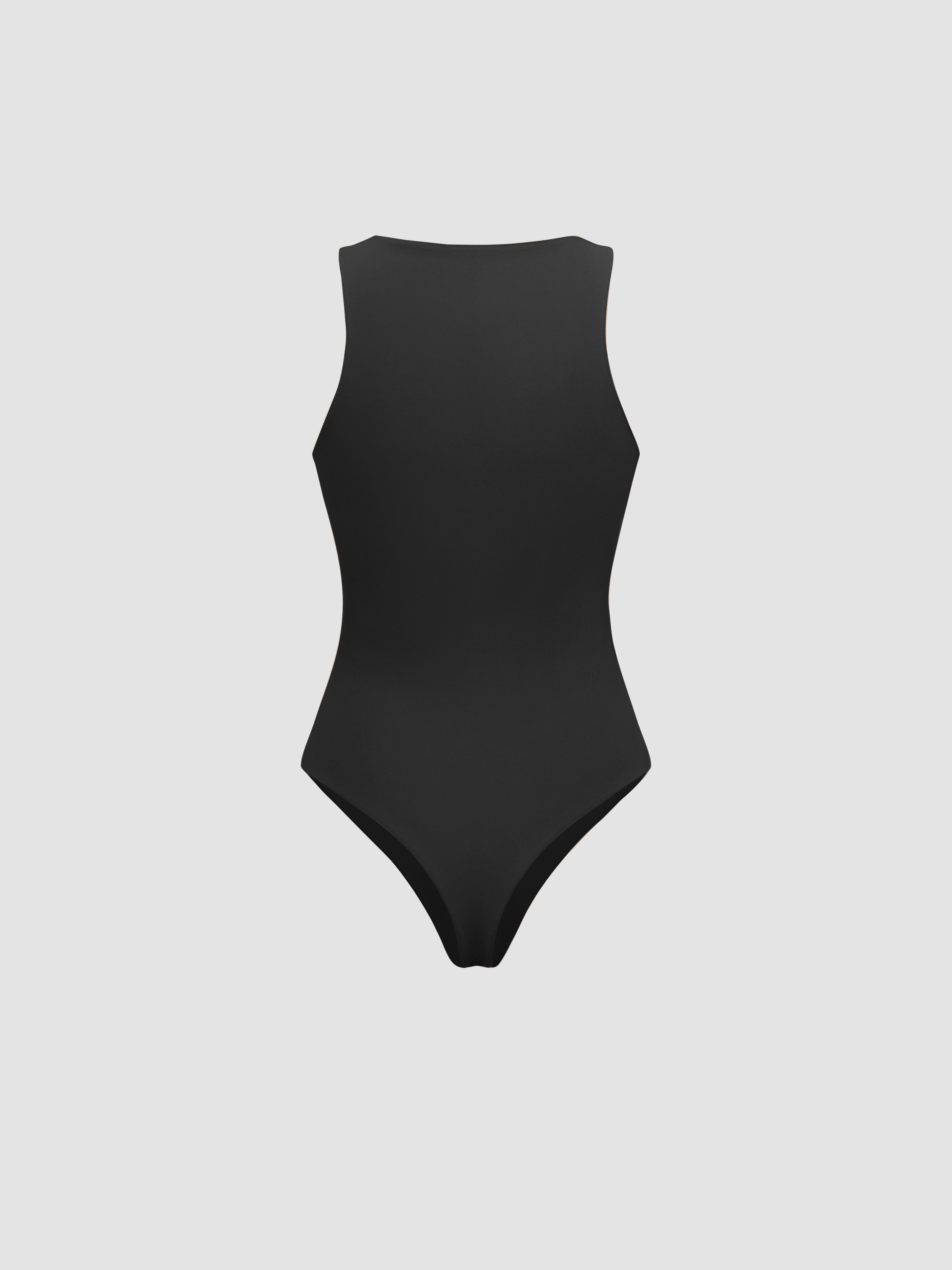 Tejido de punto Body de Doble Capa Cuello Redondo Liso Sin Mangas