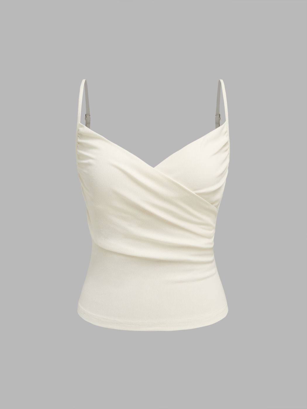 V-neck Solid Ruched Cami Top