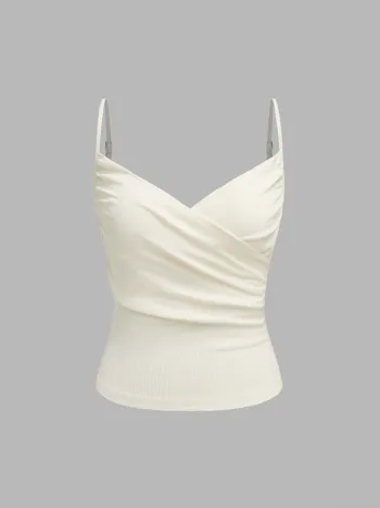V-Ausschnitt Solid Rüschen Cami Top