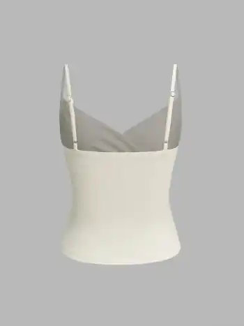 V-Ausschnitt Solid Rüschen Cami Top