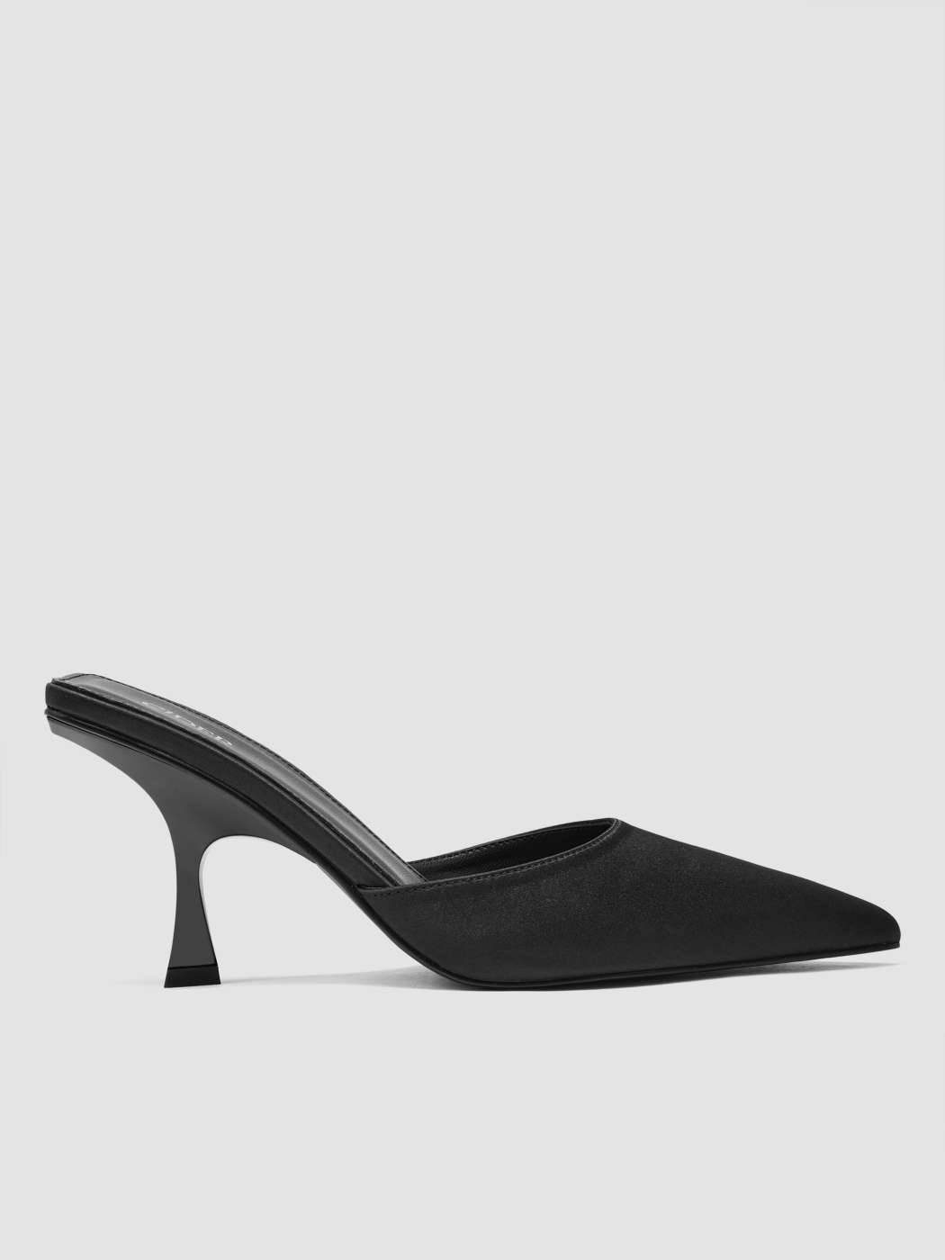 SATIN POINTED TOE HIGH HEELED MULES For Travail Café Rencard