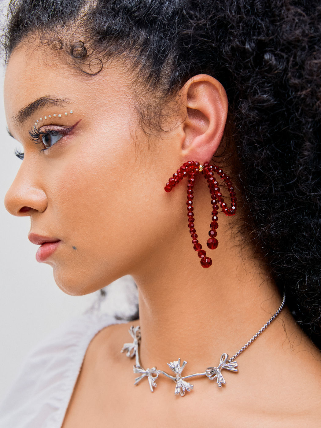 Beaded Bowknot Shaped Christmas Earrings