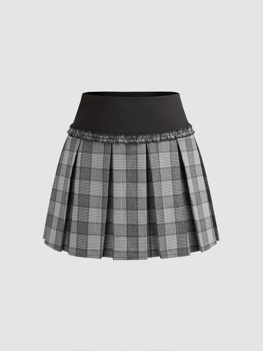 Plaid Skirt High Waisted Pleated School Skirt Woven Woven Low