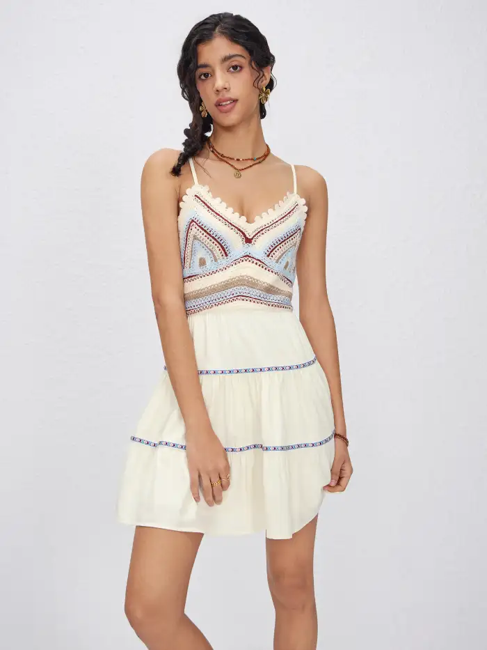 v neck rib knit dress Side-Split Rib-Knit Dress main image 1