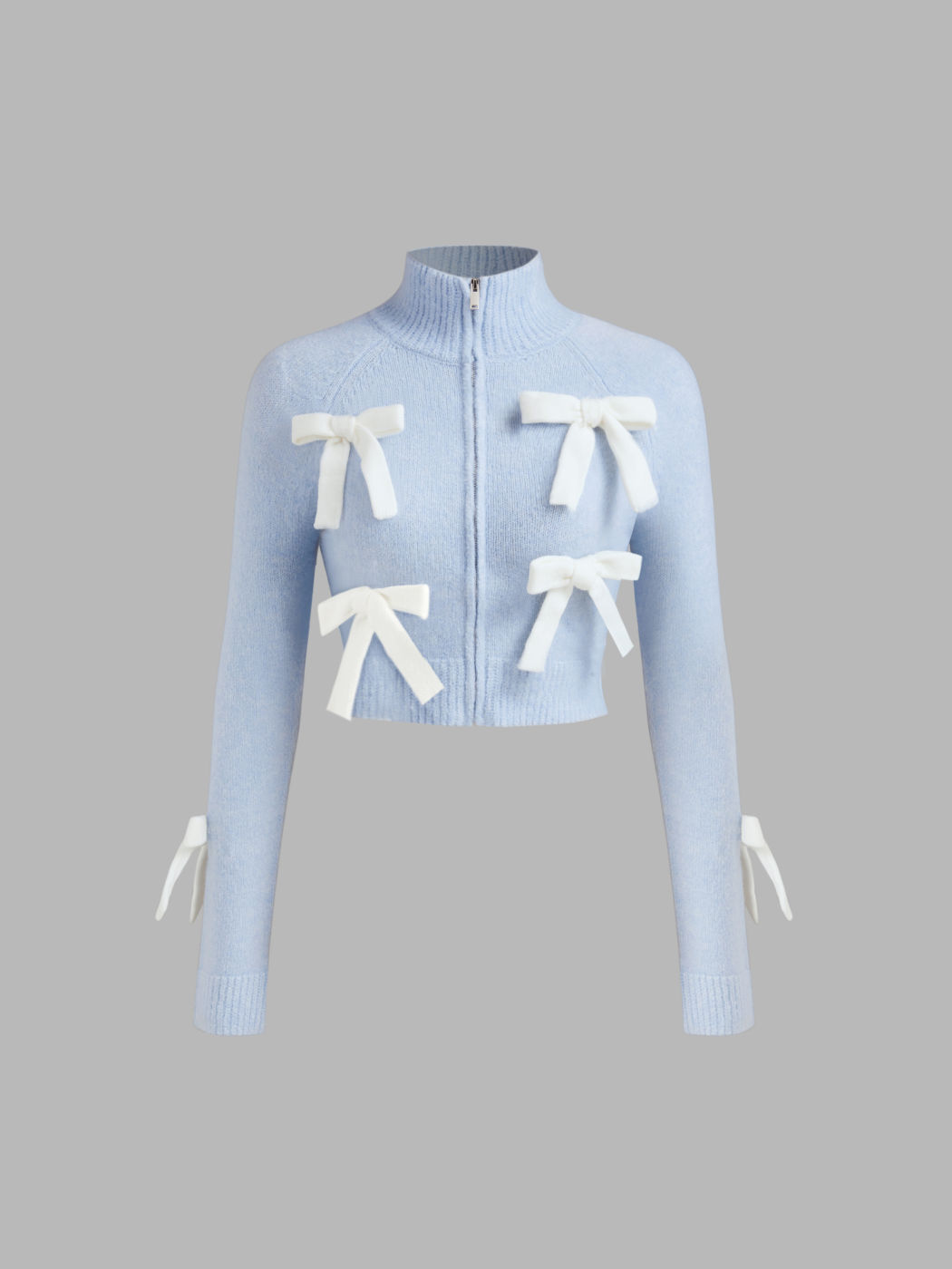 High Neck Bowknot Knitted Cardigan