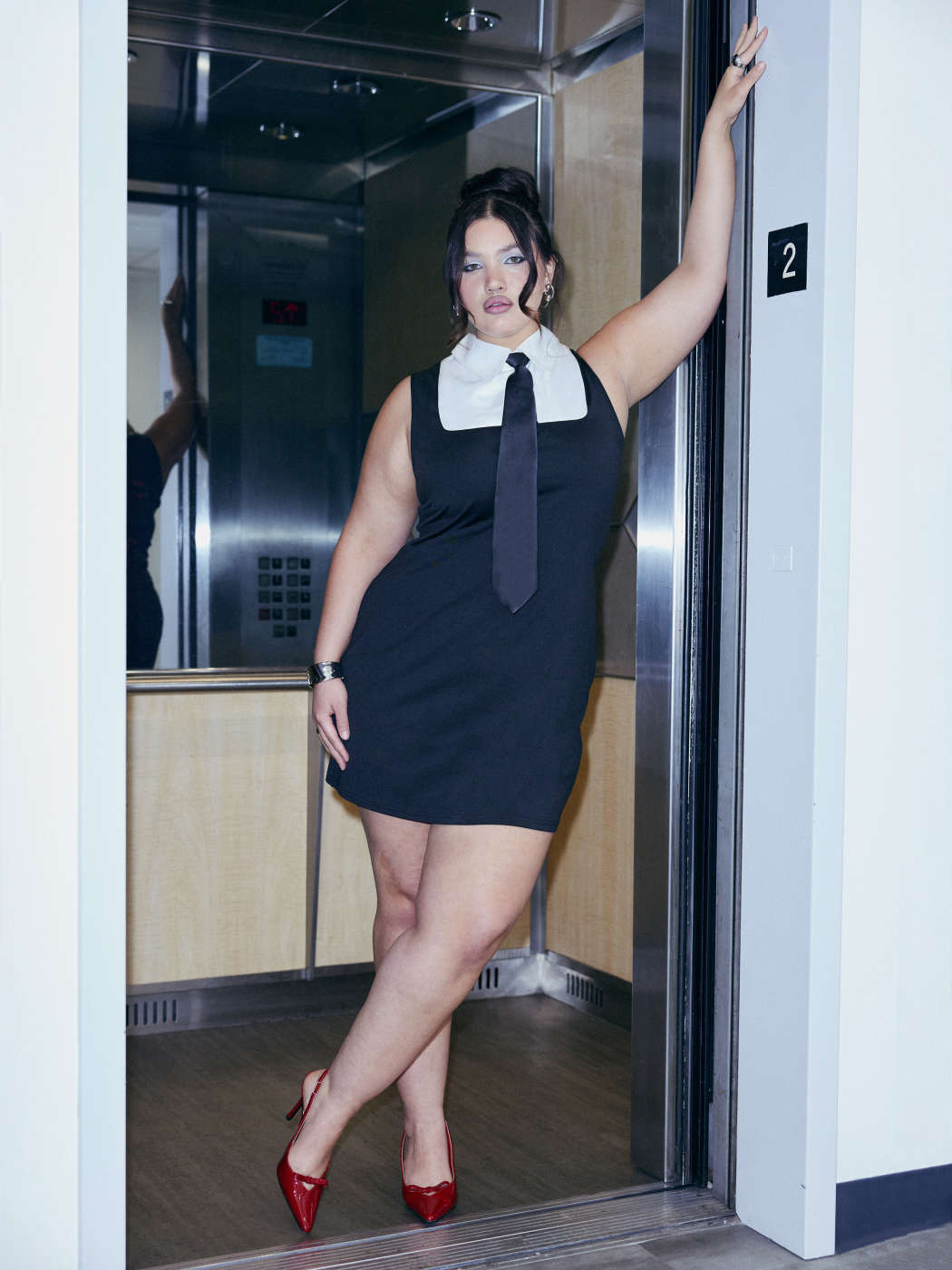 Woven Polo Solid Mini Dress Curve Plus For Daily Casual Coffee