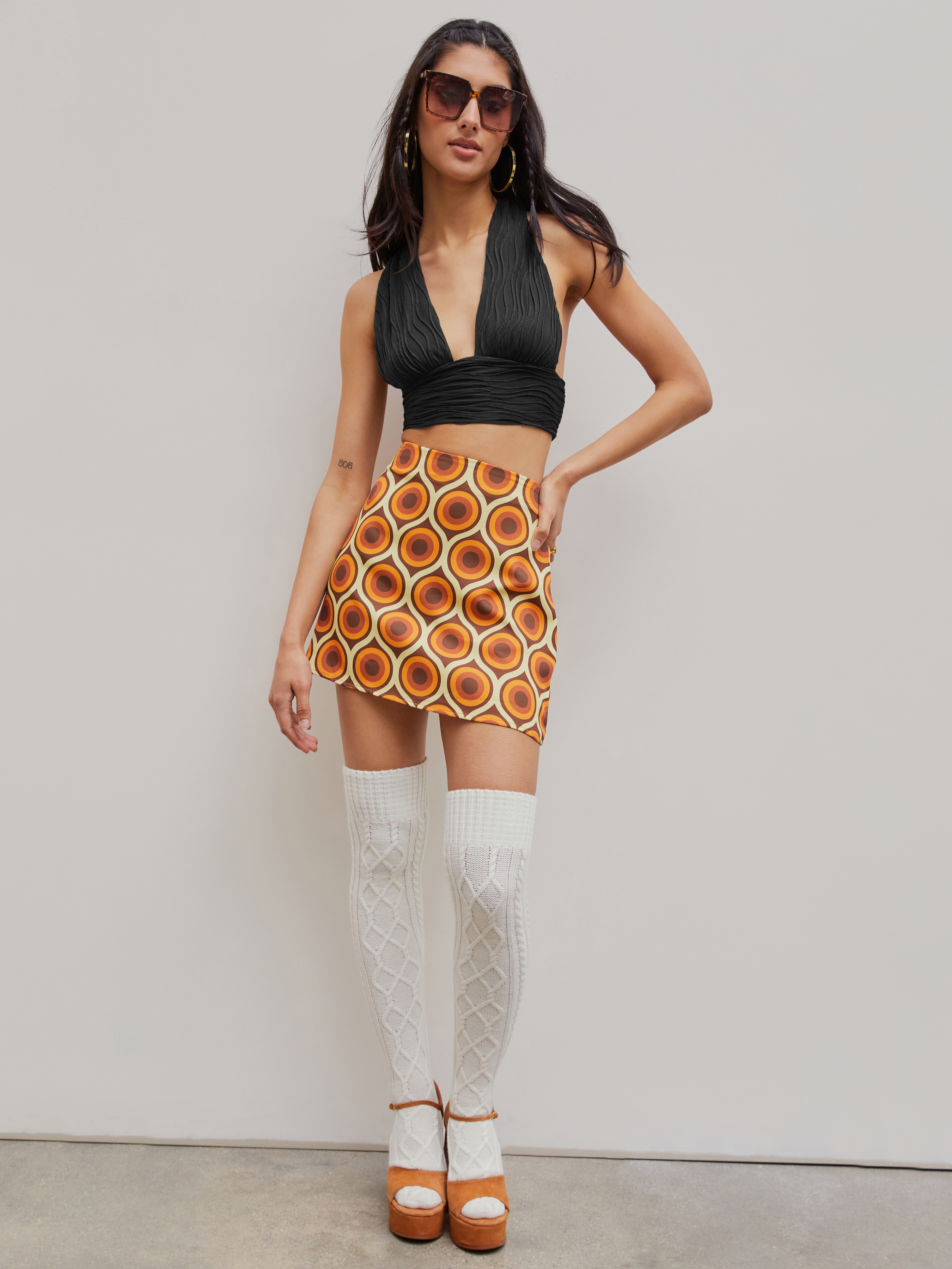 ☆NASTY FANCY CLUB☆ NF WINSOME OFF-SHOULDER HALTER NECK CRO HYPERFIRE Women's Sexy Criss Cross Halter Sleeveless Wrap