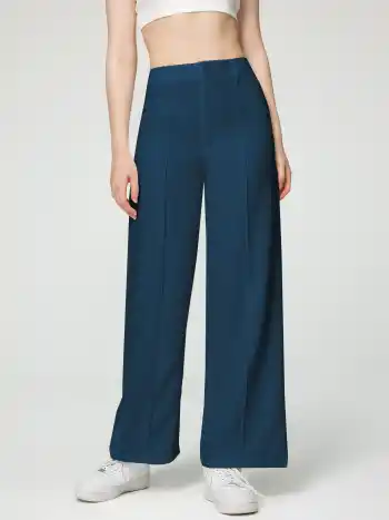 Solid Stitch Straight Leg Trousers