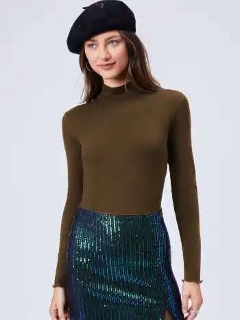 Solid Turtleneck Bodysuit