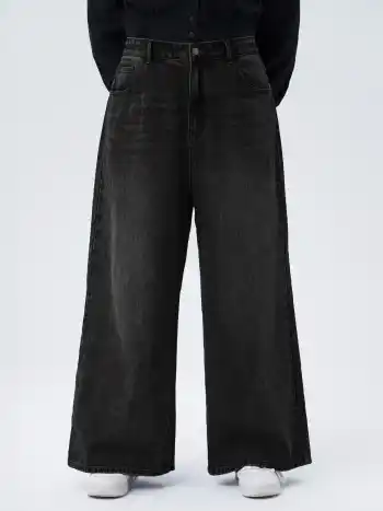Denim Solid Pocket Baggy Jeans Curve & Plus