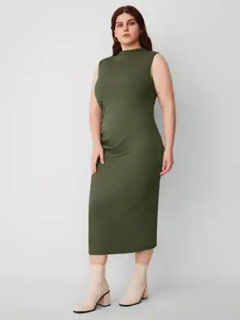 High Neck Ruched Midikleid Kurve & Plus