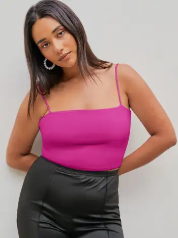 Cotton-blend Mid Rise Solid Elastic Waist Pocket Straight Leg Pants