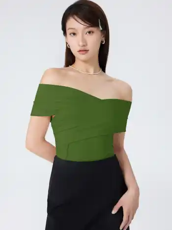 Einfarbiger Off-the-Shoulder-Bodysuit