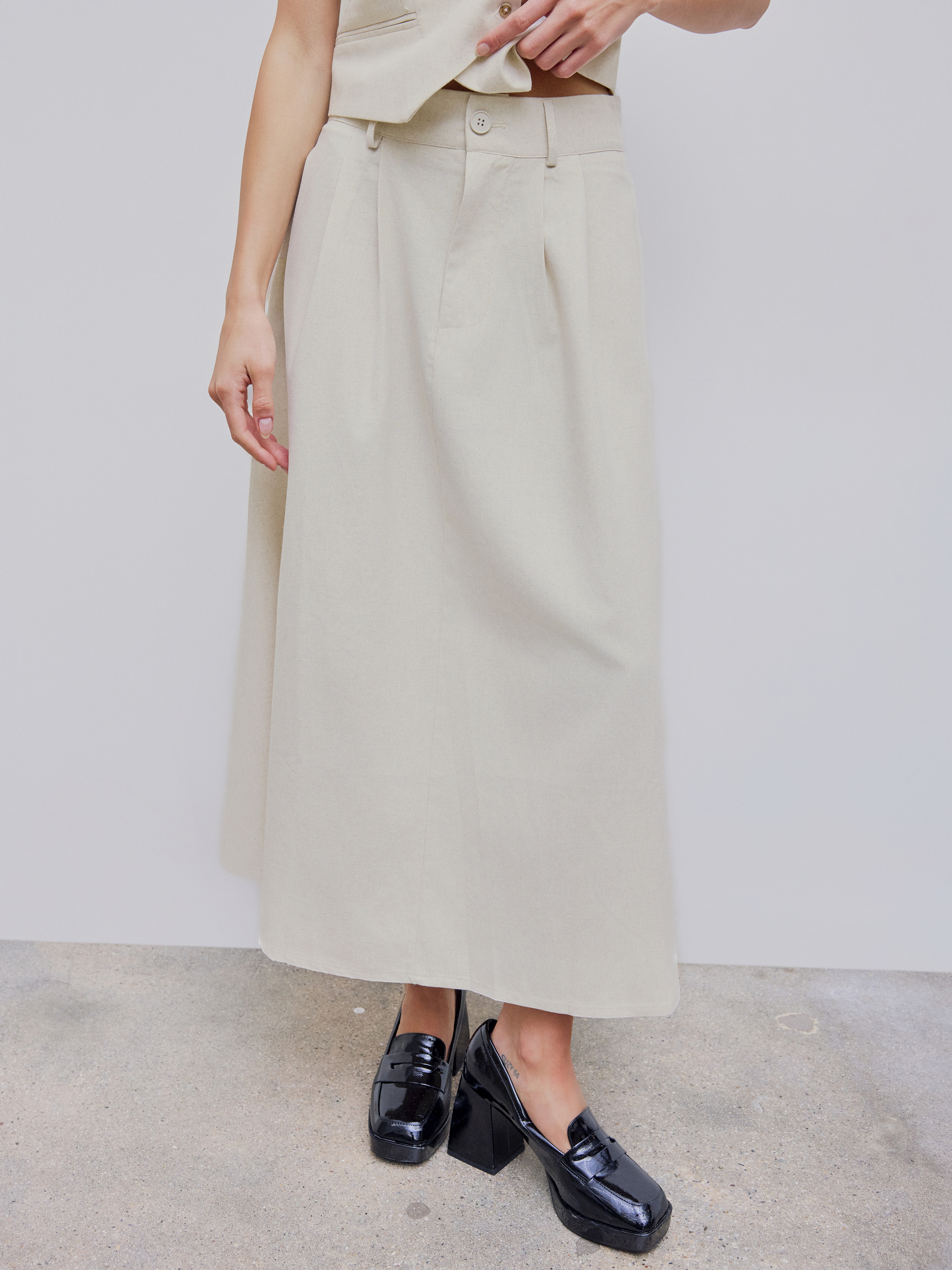 バイヤー厳選用品 at マキシ丈スカート SKIRT LONG LINEN アット