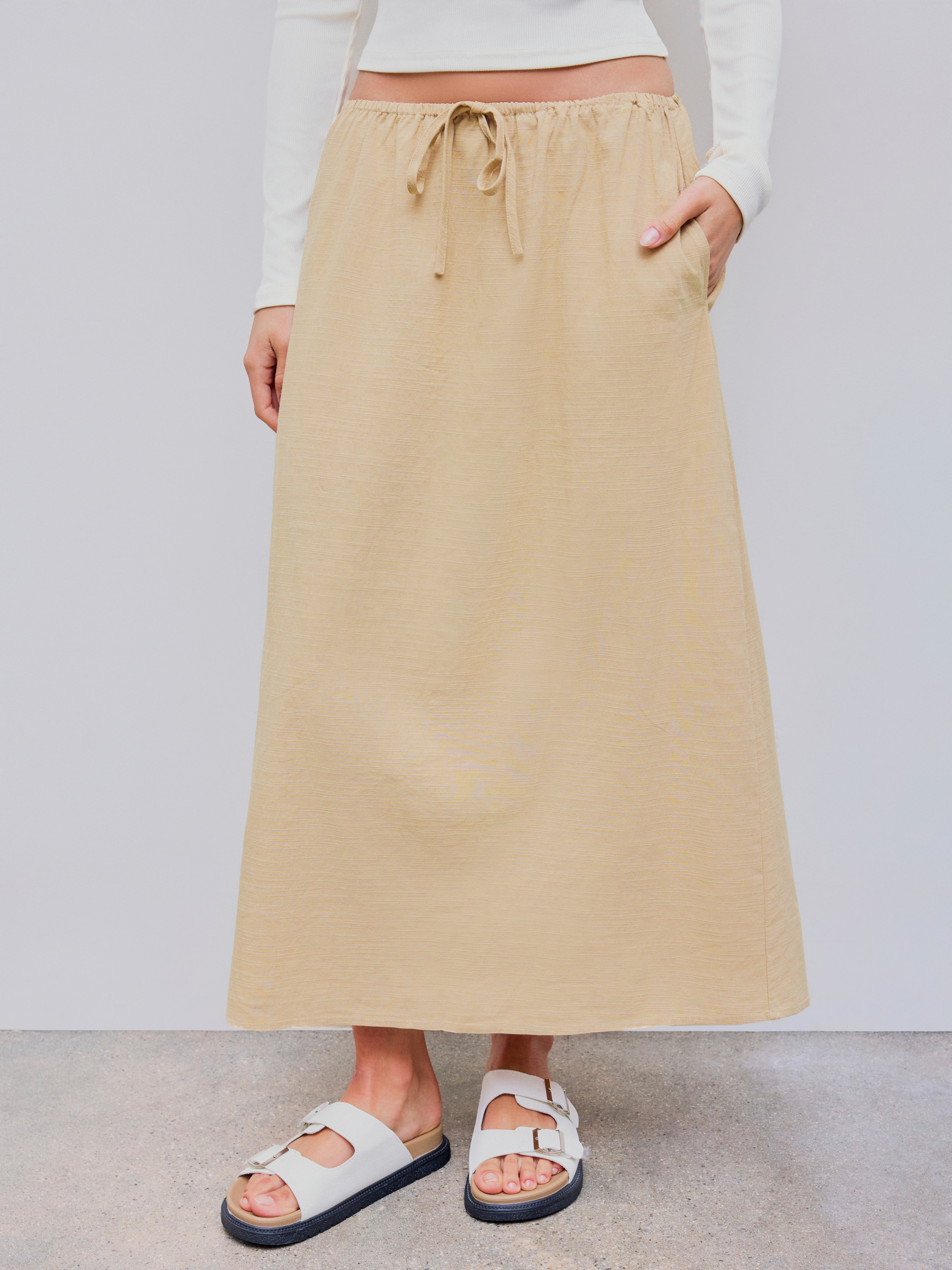 Linen Shop Long Skirts Linen-blend Linen-blend High Rise