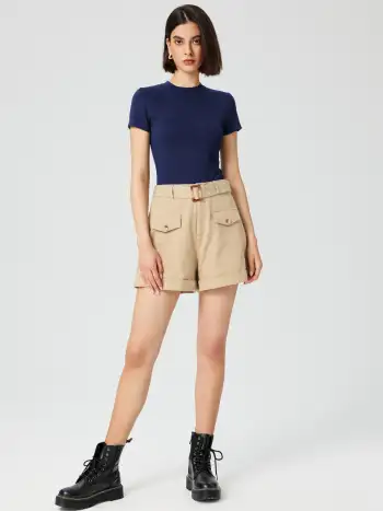 Cotton-blend Polo Stripes Knotted Short Sleeve Shirt