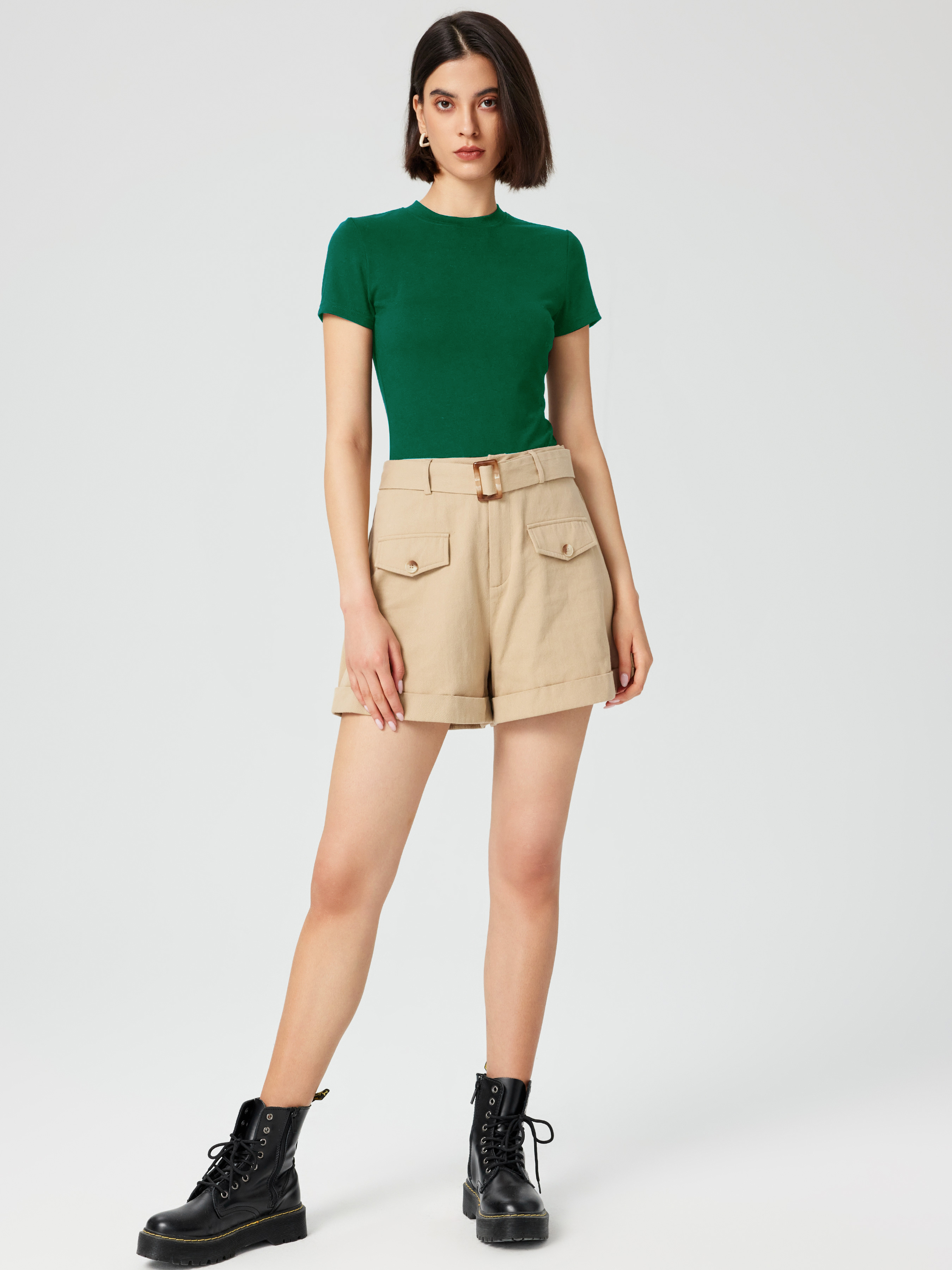 トップス eaphi MIX COLOR KNIT TOPS Cute Tops Knit Fabric Round Neckline Knit Short Sleeve Top