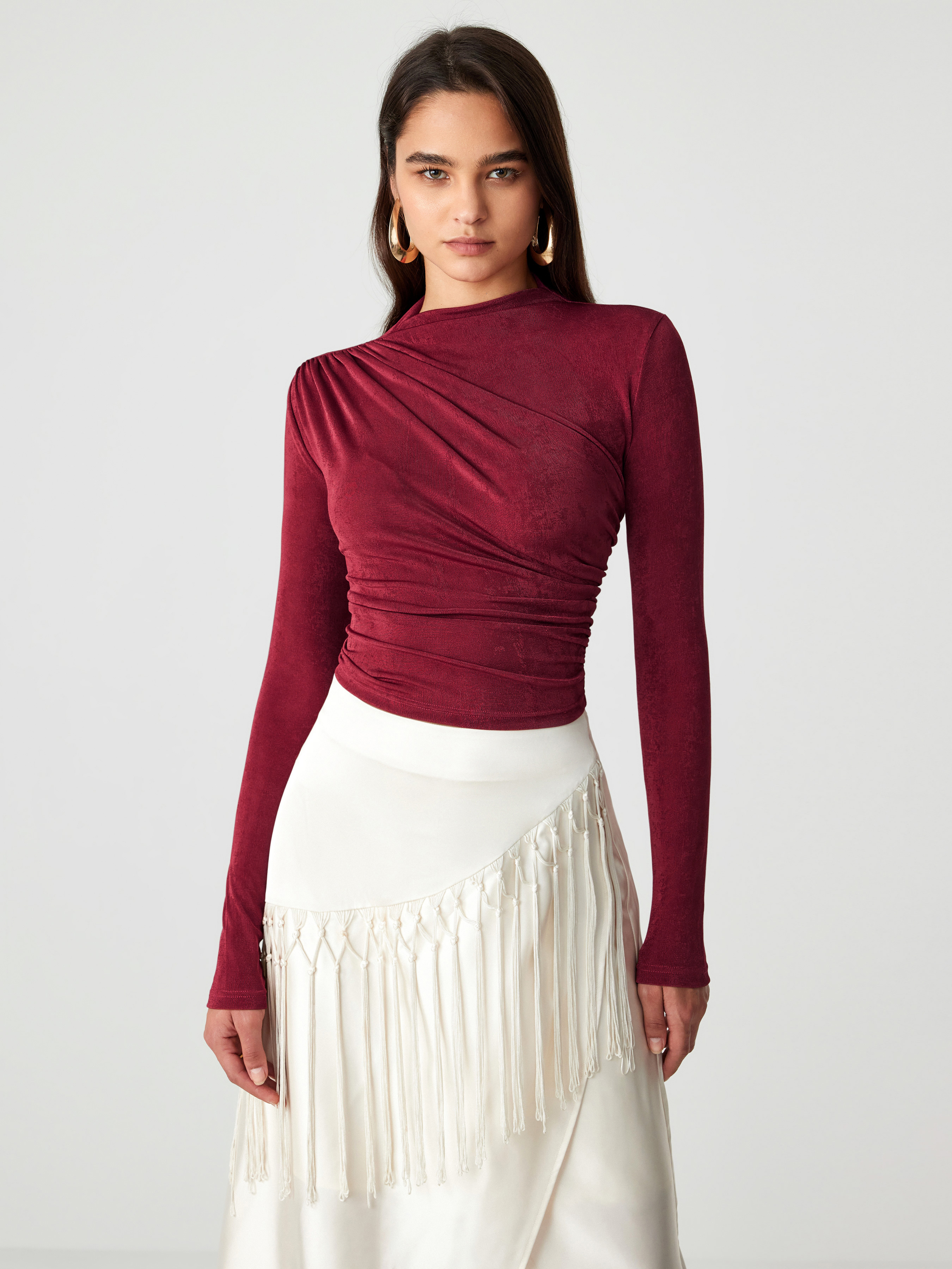 ●ROUGHNECK● 657 BELLA RED (5cm) Proenza Schouler Sonia Top in Crepe Jersey - Red | Proenza